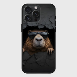 Чехол силиконовый для Apple iPhone 15 Pro Мax матовый Капибара в стене