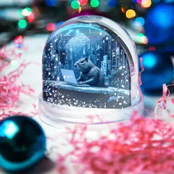 Игрушка Снежный шар Капибара программист под водой - фото 2
