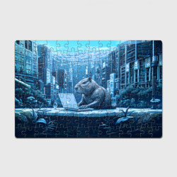 Головоломка Пазл магнитный 126 элементов Капибара программист под водой