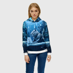 Женская толстовка 3D Капибара программист под водой - фото 2