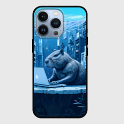 Чехол для iPhone 13 Pro Капибара программист под водой
