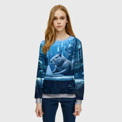 Женский свитшот 3D Капибара программист под водой - фото 2