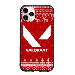 Чехол для iPhone 11 Pro Max матовый Новогодний Valorant с оленями