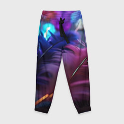 Детские брюки 3D Перья неоновой птицы