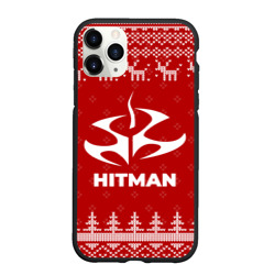 Чехол для iPhone 11 Pro Max матовый Новогодний Hitman с оленями