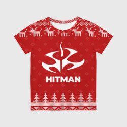 Детская футболка 3D Новогодний Hitman с оленями