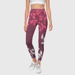 Леггинсы 3D Листья на бордовом фоне - нейросеть - фото 2