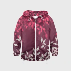 Детская ветровка 3D Листья на бордовом фоне - нейросеть
