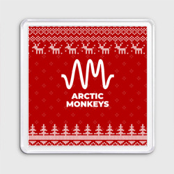 Магнит 55*55 Новогодний Arctic Monkeys с оленями