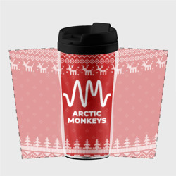 Термокружка-непроливайка Новогодний Arctic Monkeys с оленями - фото 2