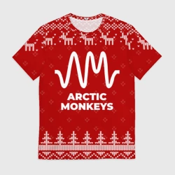 Мужская футболка 3D Новогодний Arctic Monkeys с оленями