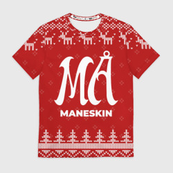 Мужская футболка 3D Новогодний Maneskin с оленями