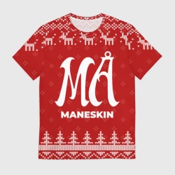 Мужская футболка 3D Новогодний Maneskin с оленями