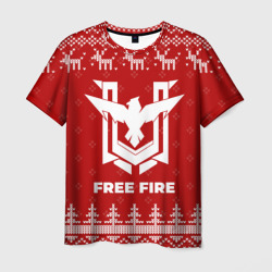 Мужская футболка 3D Новогодний Free Fire с оленями