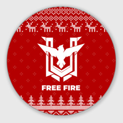 Круглый коврик для мышки Новогодний Free Fire с оленями