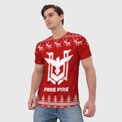 Мужская футболка 3D Новогодний Free Fire с оленями - фото 2