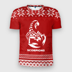 Мужская футболка 3D Slim Новогодний Scorpions
