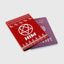Обложка для паспорта матовая кожа Новогодний HIM с оленями - фото 2