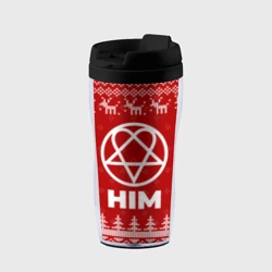 Термокружка-непроливайка Новогодний HIM с оленями