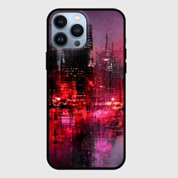 Чехол для iPhone 13 Pro Max Огни города мастихином - нейросеть