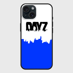 Чехол силиконовый для Apple iPhone 15 матовый Dayz сине белая геомтерия