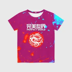 Детская футболка 3D Perfectworld неон краски
