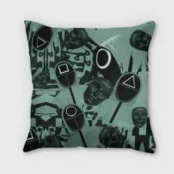 Подушка 3D Игра в кальмара маска ведущего и стражников