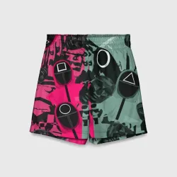 Детские спортивные шорты 3D Маски из игры в кальмара