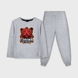 Детская пижама с лонгсливом хлопок Страшный коронавирус