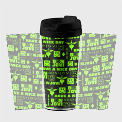 Термокружка-непроливайка Bon Jovi кислотный паттерн - фото 2