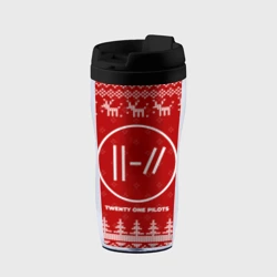 Термокружка-непроливайка Новогодний Twenty One Pilots с оленями