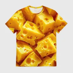Мужская футболка 3D Сыр с дырочками