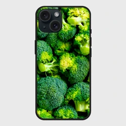 Чехол силиконовый для Apple iPhone 15 матовый Брокколи