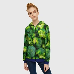 Женская толстовка 3D на молнии Брокколи - фото 2