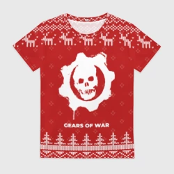 Женская футболка 3D Новогодний Gears of War с оленями