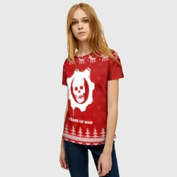 Женская футболка 3D Новогодний Gears of War с оленями - фото 2