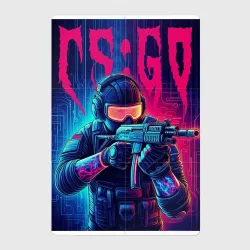Магнитный плакат 2Х3 Counter Strike go - neon glow