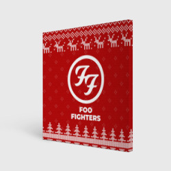 Холст квадратный Новогодний Foo Fighters с оленями