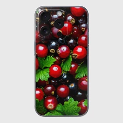 Чехол для iPhone 15 Pro Max силиконовый с защитой камеры Зеленая черная смородина