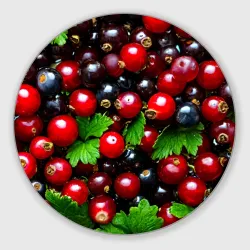 Круглый коврик для мышки Зеленая черная смородина