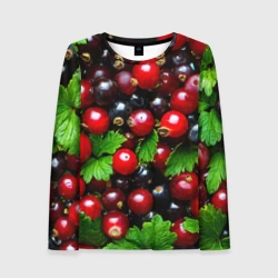 Женский лонгслив 3D Зеленая черная смородина
