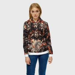 Женская толстовка 3D Логотип король и шут на фоне мифических животных - фото 2