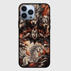 Чехол для iPhone 13 Pro Max Логотип король и шут на фоне мифических животных