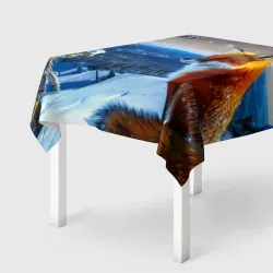 Скатерть 3D Лисичка в зимнем лесу