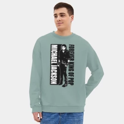 Мужской свитшот oversize без начеса хлопок Michael Jackson - forever king of pop - фото 2
