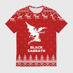 Мужская футболка 3D Новогодний Black Sabbath с оленями