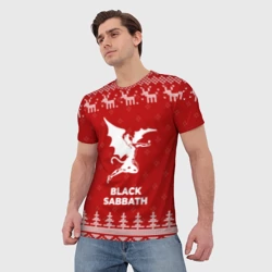 Мужская футболка 3D Новогодний Black Sabbath с оленями - фото 2