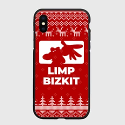 Чехол для iPhone XS Max матовый Новогодний Limp Bizkit с оленями