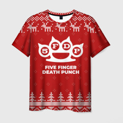 Мужская футболка 3D Новогодний Five Finger Death Punch с оленями