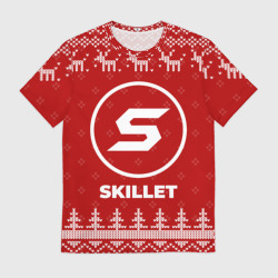 Мужская футболка 3D Новогодний Skillet с оленями